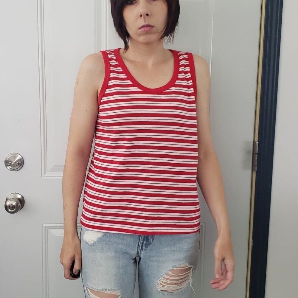 90s Red and White Striped‎ Tank Top